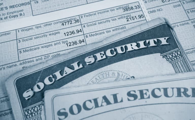 W2 tax form and Social Security cards